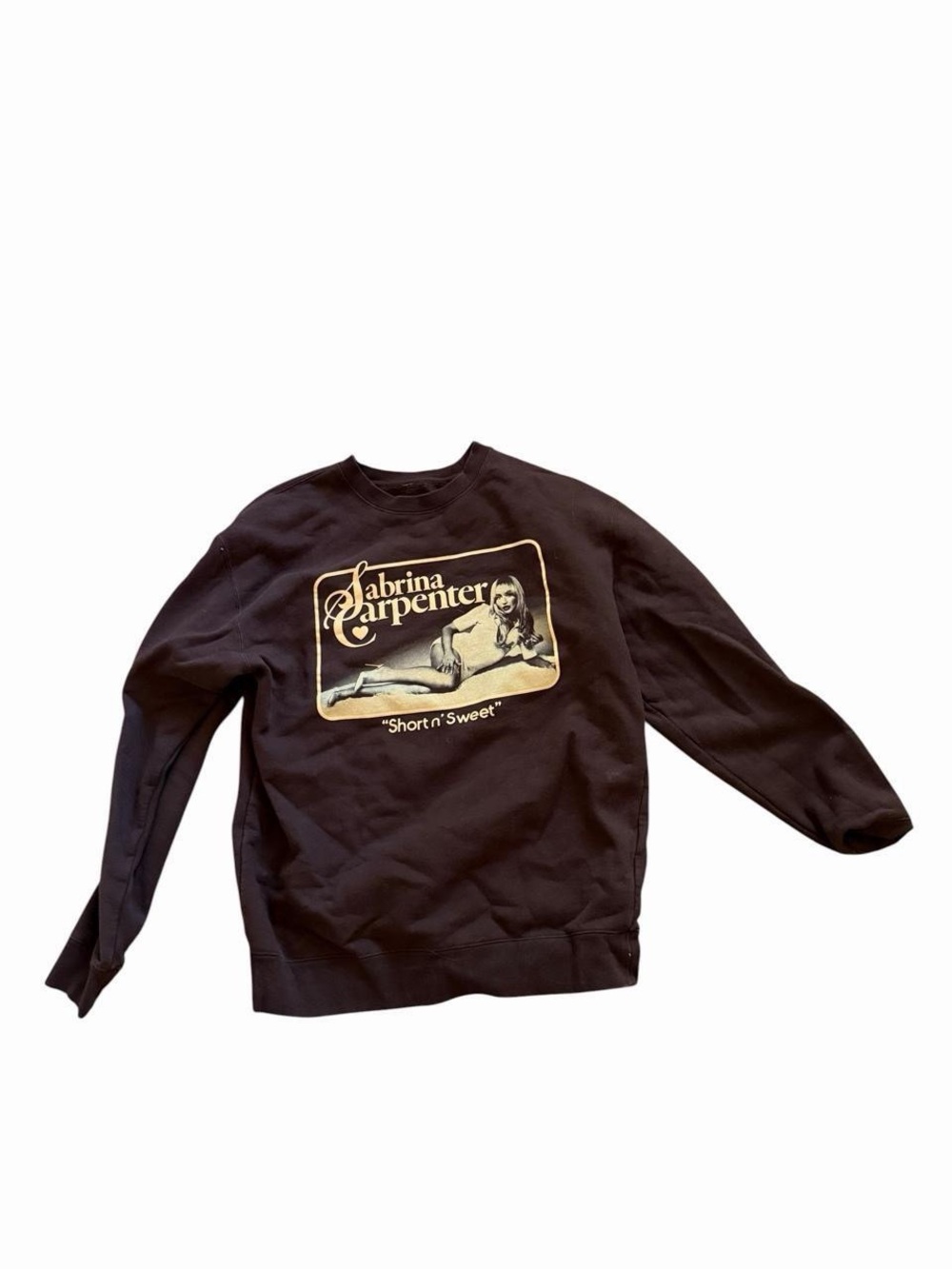 Sabrina Carpenter Black Crewneck Sweatshirt with Gold Graphic